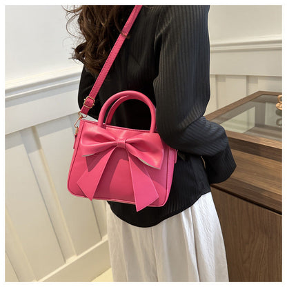 Women’s Bow-Adorned Bucket Bag - Niche-Design Mini Crossbody & Top Handle Purse for Urban Minimalist Style