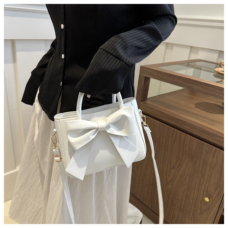 Women’s Bow-Adorned Bucket Bag - Niche-Design Mini Crossbody & Top Handle Purse for Urban Minimalist Style