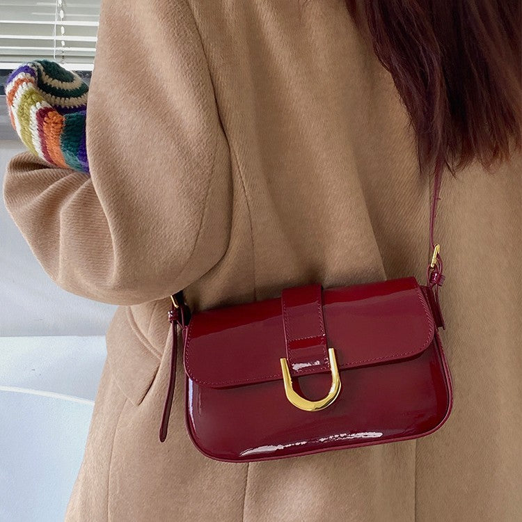 Women’s Merlot Carryall - 3-Way Top-Handle Bag with Equestrian Clasp & Lacquered Vegan Leather