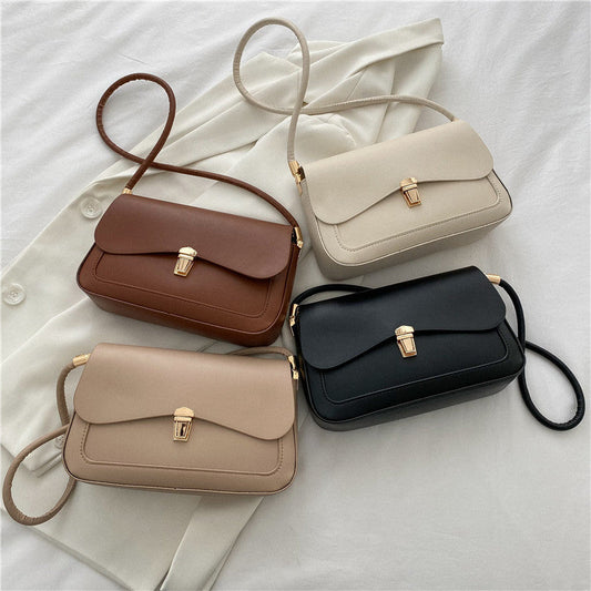 Women’s French Asymmetric Clutch – Textured Underarm Shoulder Bag with Buckle