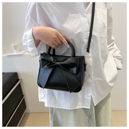 Women’s Bow-Adorned Bucket Bag - Niche-Design Mini Crossbody & Top Handle Purse for Urban Minimalist Style