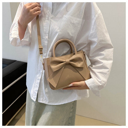 Women’s Bow-Adorned Bucket Bag - Niche-Design Mini Crossbody & Top Handle Purse for Urban Minimalist Style