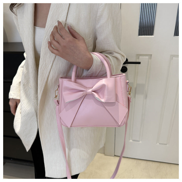 Women’s Bow-Adorned Bucket Bag - Niche-Design Mini Crossbody & Top Handle Purse for Urban Minimalist Style