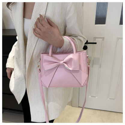 Women’s Bow-Adorned Bucket Bag - Niche-Design Mini Crossbody & Top Handle Purse for Urban Minimalist Style