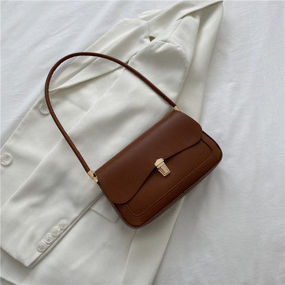 Women’s French Asymmetric Clutch – Textured Underarm Shoulder Bag with Buckle