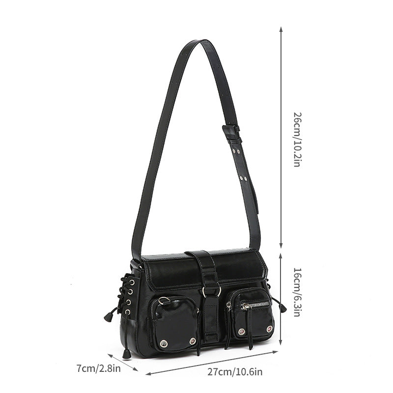Women’s Structured Baguette Bag - PU Leather Topstitched Purse for Urban Minimalism