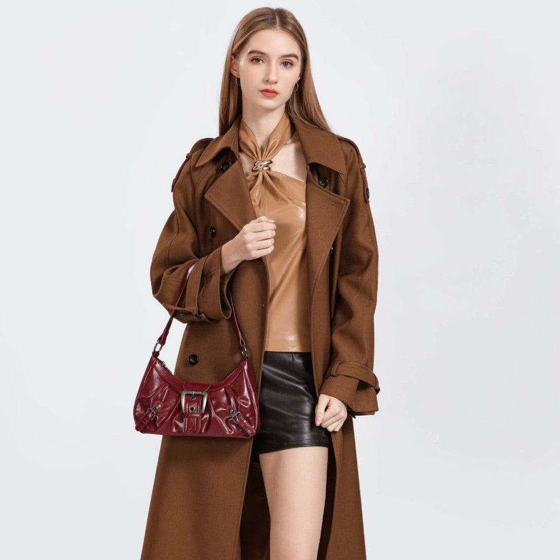 Women's Terra Siren Hobo - Dual-Tone Distressed Leather Underarm Bag | Salvaged Elegance
