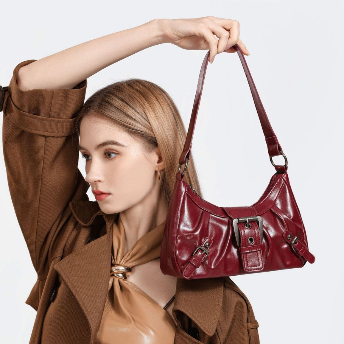 Women's Terra Siren Hobo - Dual-Tone Distressed Leather Underarm Bag | Salvaged Elegance