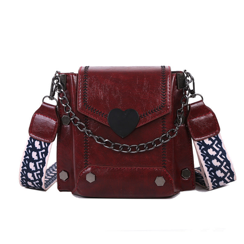 Women's Small Bag Trendy Versatile Textured Crossbody Bag with Wide Shoulder Strap and Fashionable Single Shoulder Small Square Bag