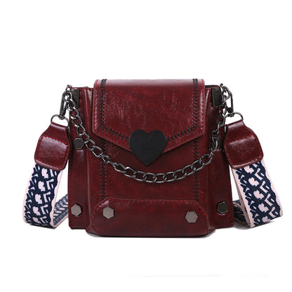 Women's Small Bag Trendy Versatile Textured Crossbody Bag with Wide Shoulder Strap and Fashionable Single Shoulder Small Square Bag