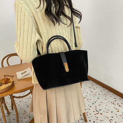 Women's Vintage Commuter Tote - XL Capacity Pebbled PU or Sueded Tote | Convertible Carry & Retro Design