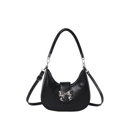 Women’s Bow-Adorned Chain Shoulder Bag - Crossbody Purse with Detachable Strap