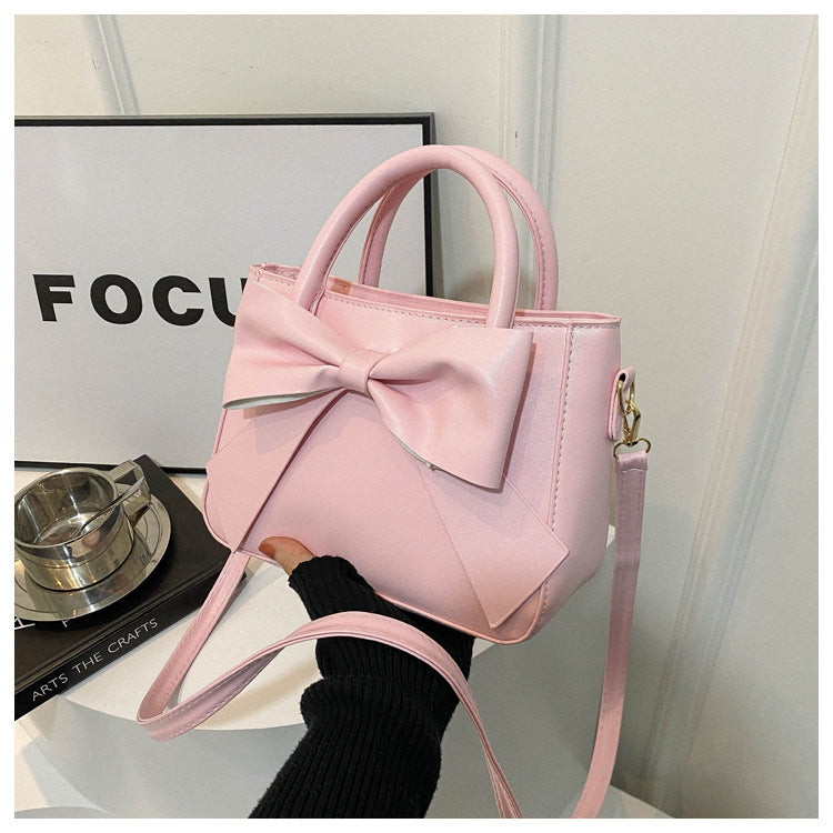 Women’s Bow-Adorned Bucket Bag - Niche-Design Mini Crossbody & Top Handle Purse for Urban Minimalist Style