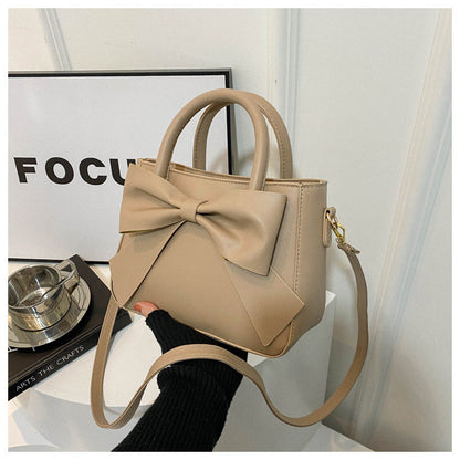 Women’s Bow-Adorned Bucket Bag - Niche-Design Mini Crossbody & Top Handle Purse for Urban Minimalist Style